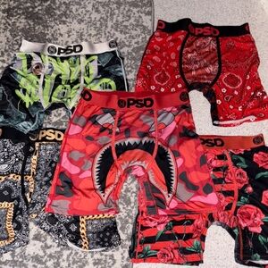 PSD Underwear 6 Pack NEW, Rose, Camo, Bandana Paisley, Money and Black Chain